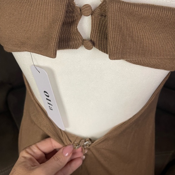 NWT Vici Celeste Ribbed Cutout Strapless Midi Dress in Mocha L Sexy Chic Fashion - Picture 11 of 15